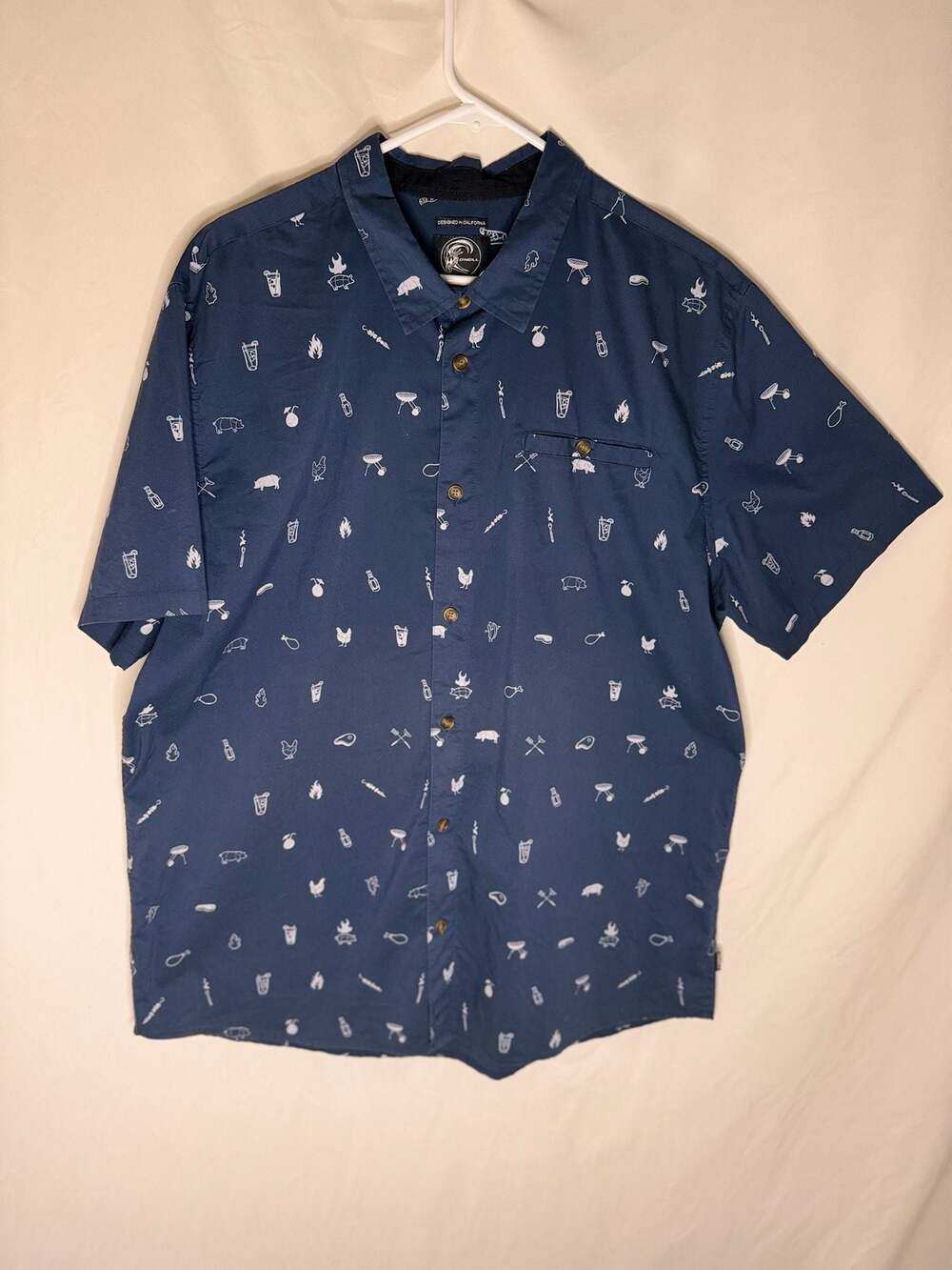 O'Neill Men's BBQ Print Short Sleeve Button Down Shirt XXL